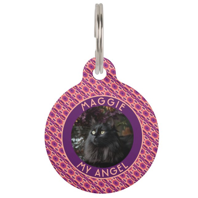 Unique Fur Mum Gift Ethnic Print Pet Tag (Front)