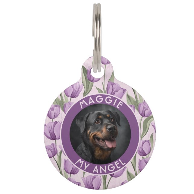 Unique Fur Mum Gift Tulip Flower Pet Tag (Front)