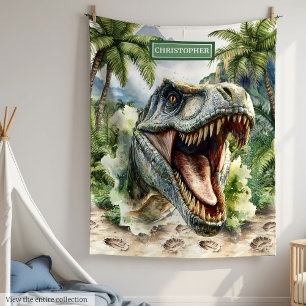 Unique Furious T-Rex Blanket Personalised Name Boy
