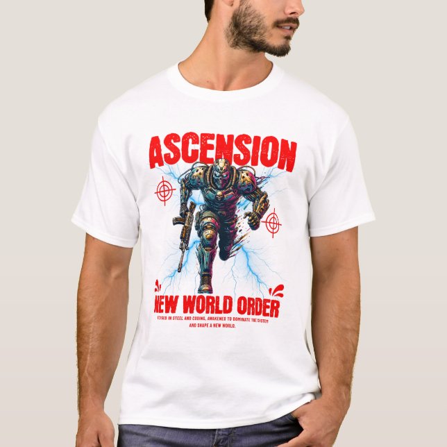 Unique Futuristic Cyber Robot Soldier Art Design  T-Shirt (Front)