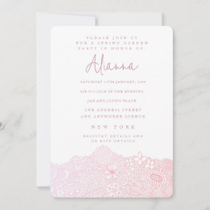 Unique Garden Scene Artist Birthday Delicate Pink Invitation
