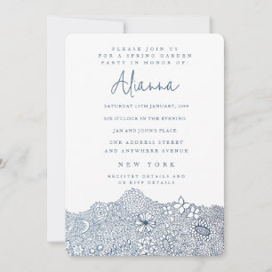 Unique Garden Scene Artist Birthday Navy Blue Invitation