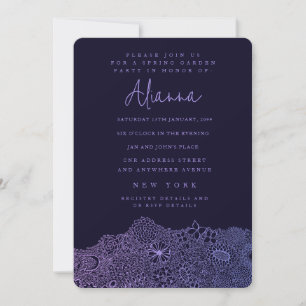 Unique Garden Scene Artist Birthday Party Purple Invitation