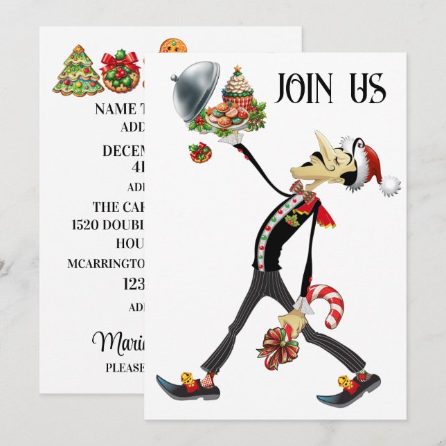 Unique Gathering Christmas Waiter Series  Invitation (Front/Back)