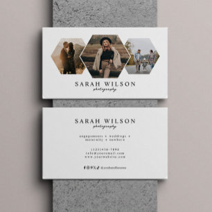 Unique Geometric Hexagon 3 Photos Photographer Business Card