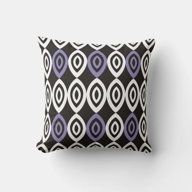 Unique Geometric Pillows - Purple Black And White (Front)