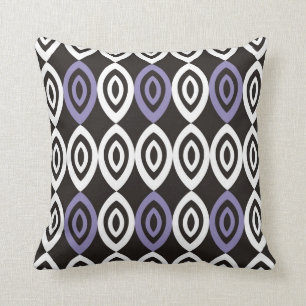 Unique Geometric Pillows - Purple Black And White
