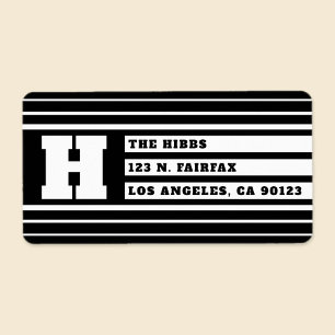 Unique Geometric Stripes   Black & White Address Label