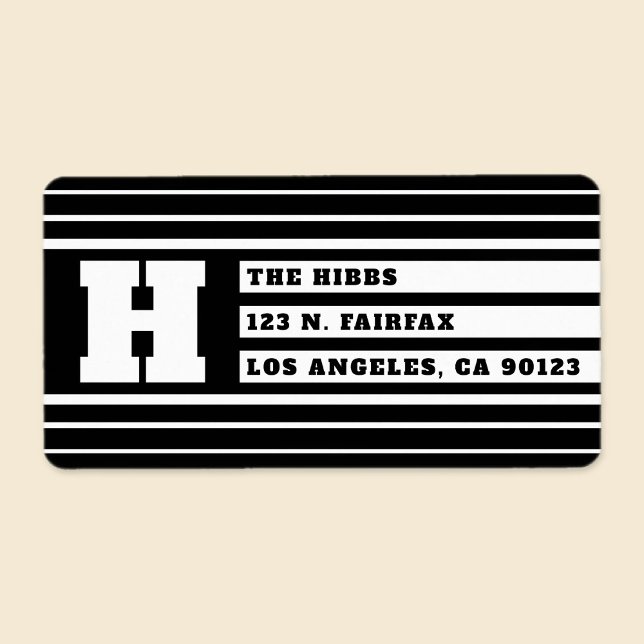 Unique Geometric Stripes | Black & White Address Label (Creator Uploaded)