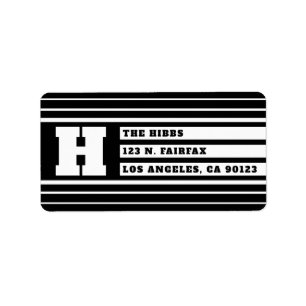 Unique Geometric Stripes   Black & White Address Label