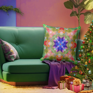 Unique Geometric Watercolor Pattern Art Pillow