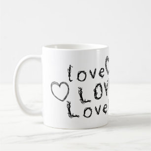 Unique Gift: Love, Love, Love in Scratchy Writing Coffee Mug