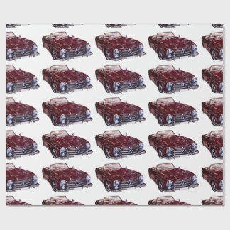 Unique Gift Wrap with Retro burgundy car