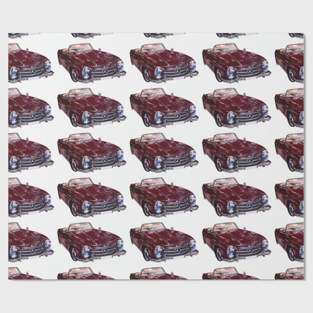Unique Gift Wrap with Retro burgundy car (Flat)