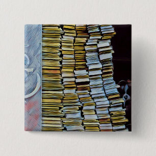 Unique gifts for book lovers 15 cm square badge