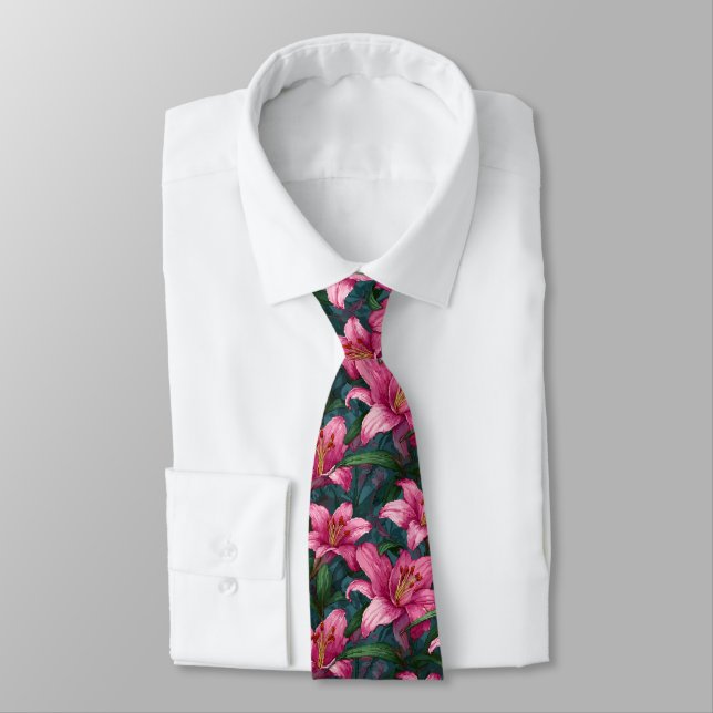 Unique Gifts For Men Lilies Floral Tie (Tied)