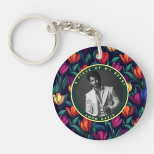 Unique Gifts For Wife Photo Tulip Flower Key Ring