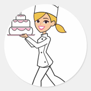 Unique Girl Chef Illustration Classic Round Sticker
