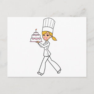 Unique Girl Chef Illustration Postcard