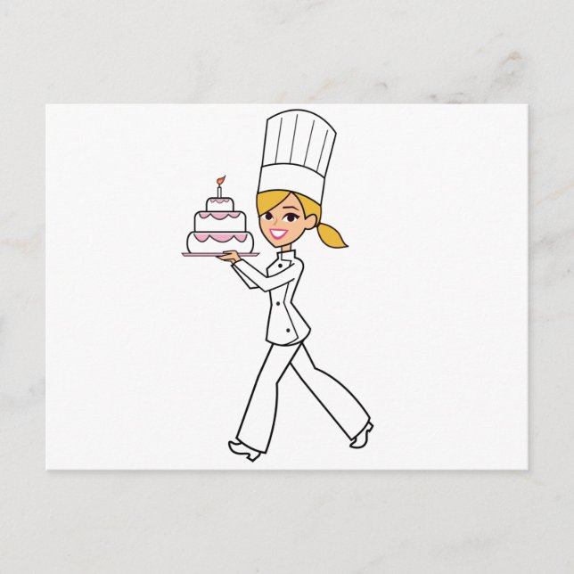 Unique Girl Chef Illustration Postcard (Front)