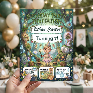 Unique Girl Fairy Garden Birthday Party Invitation