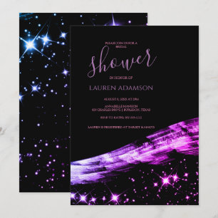 Unique Glamourous Pink Glitter Stars Bridal Shower Invitation
