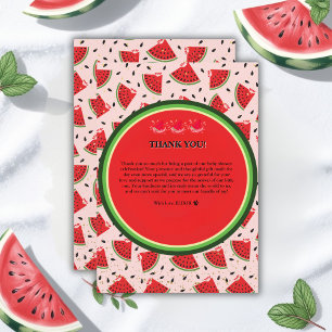Unique Glitter Modern Watermelon Baby Shower Thank You Card