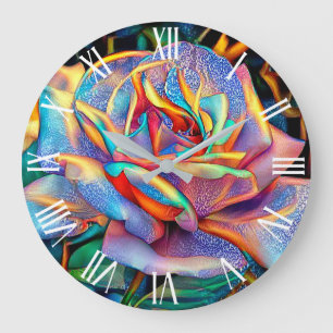 Unique Glossy Rose Art Dream Large Clock