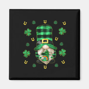 Unique Gnome St. Patricks Day - Cute Buffalo Plaid Magnet