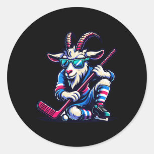 Unique Goat Ice Hockey Goalie Team Player Cool Art Classic Round Sticker