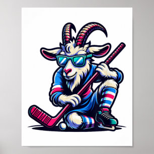 Unique Goat Ice Hockey Goalie Team Player Cool Art Poster