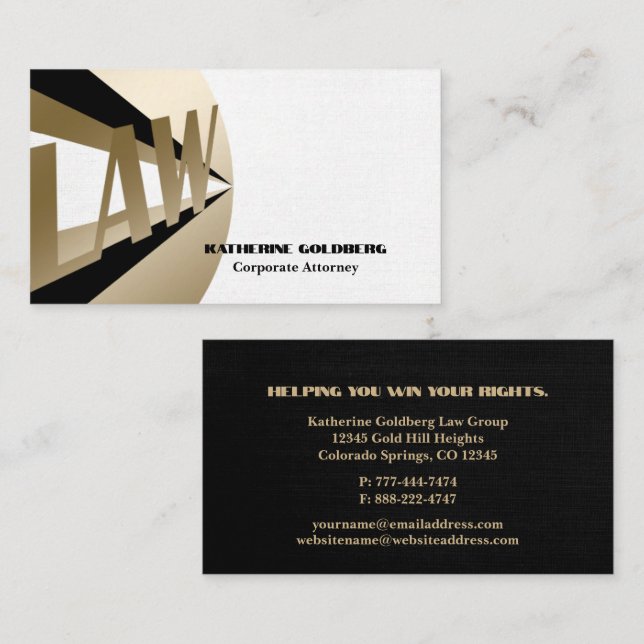 Unique Gold & Black Attorney at Law Business Card (Front/Back)