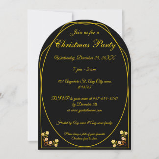 Unique Gold Black Christmas Party Merry & Bright I Invitation