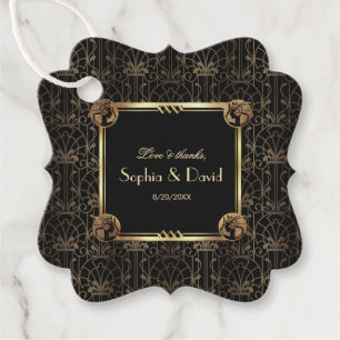 Unique Gold Black Great Gatsby Art Deco Wedding Favour Tags