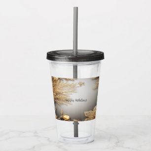 Unique Gold Decorative Holiday Acrylic Tumbler