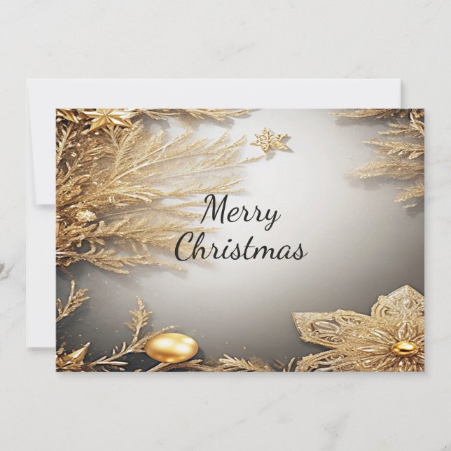 Unique Gold Decorative Holiday Christmas Card (Front)