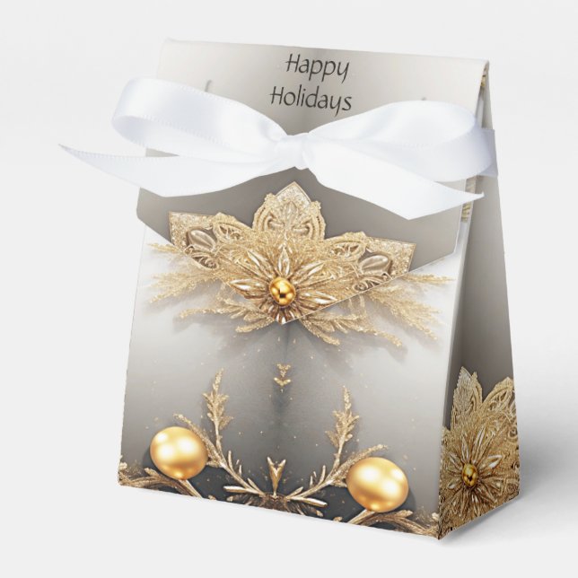 Unique Gold Decorative Holiday Gift Box (Front Side)