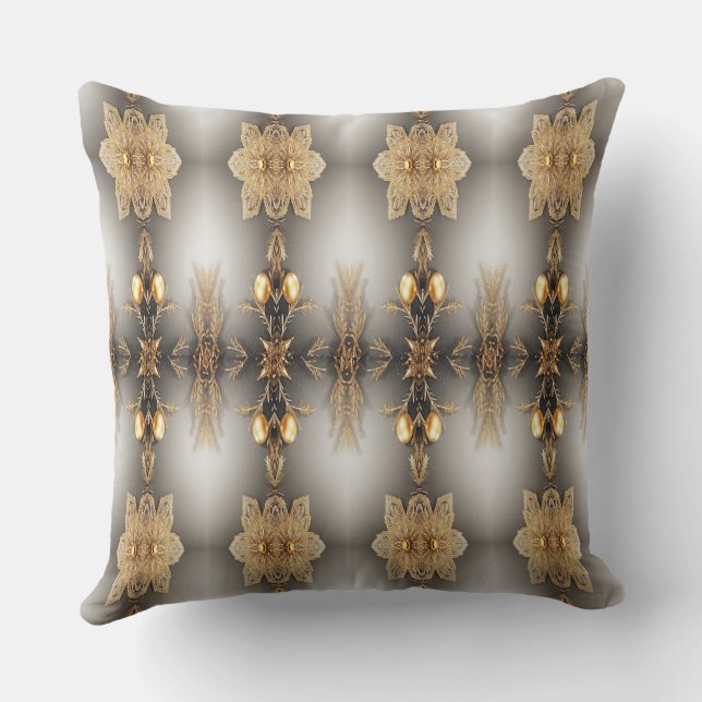 Unique Gold Decorative Holiday Throw Pillow (Back)