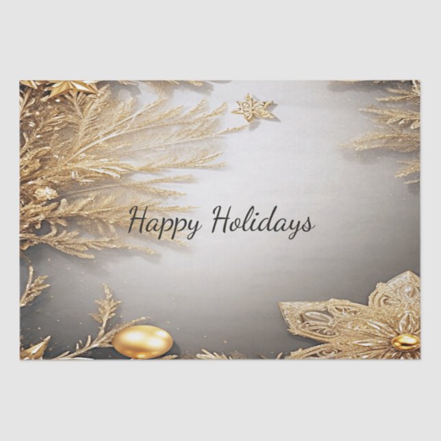 Unique Gold Decorative Holiday Tissue Paper (Front)