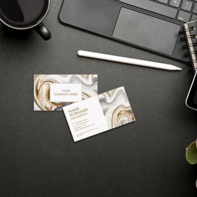 Unique Gold Lettering Gold Agate Abstract Business Card (Creator Uploaded)