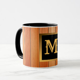 Unique Gold Luxury Wood Monogrammed Mug