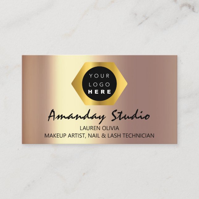 Unique Golden Appointment Card Rose Gold Logo (Front)