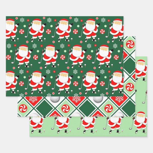 Unique Golf Christmas Holiday Wrapping Paper Sheet (Set)