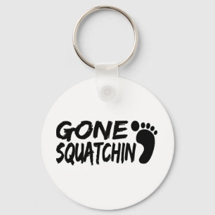 Unique GONE SQUATCHIN logo with FOOTPRINT Key Ring