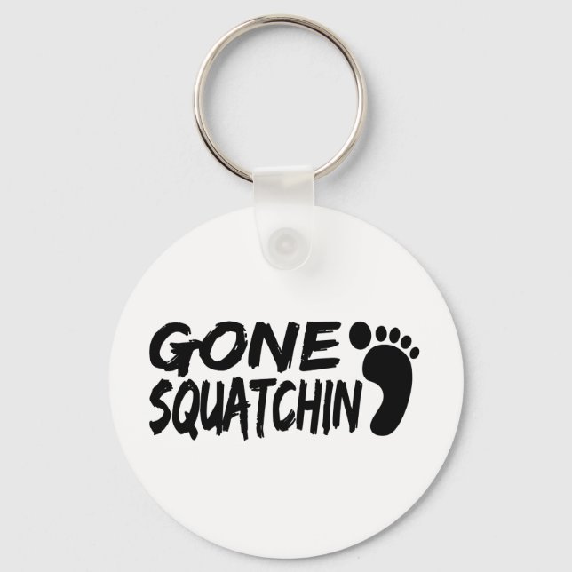 Unique GONE SQUATCHIN logo with FOOTPRINT Key Ring (Front)