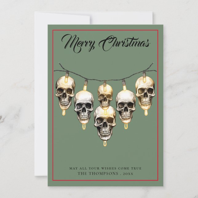Unique Gothic Festive Lights Christmas Holiday Card (Front)