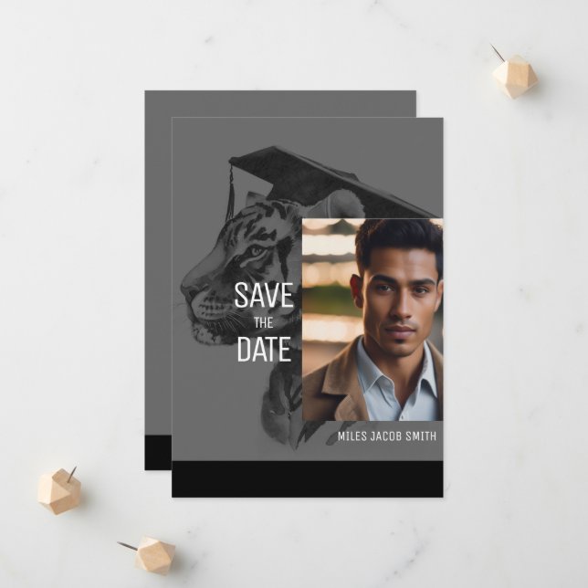 Unique Graduation Announcement Invitation Card (Front/Back In Situ)