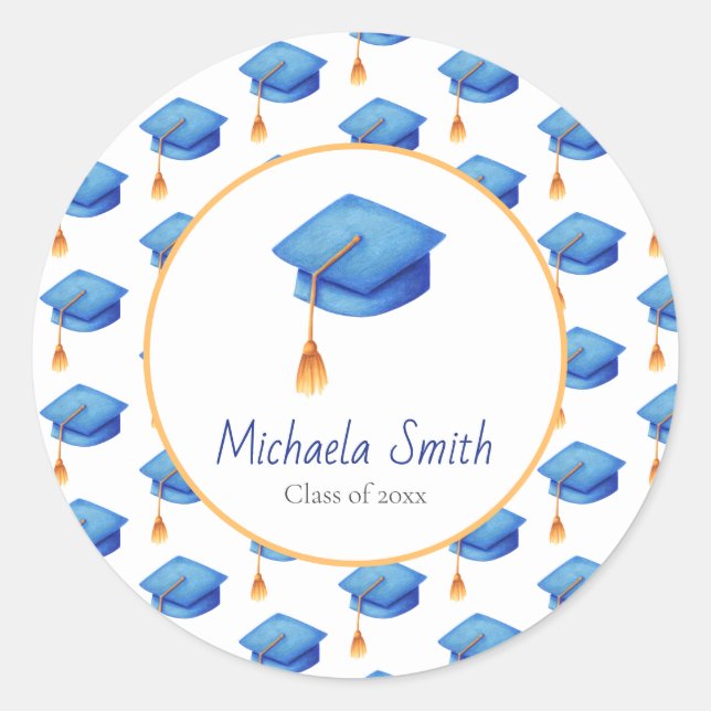 Unique Graduation Cap Personalised Graduation Classic Round Sticker (Front)