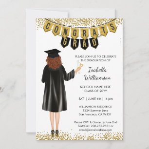  Unique Graduation Invitation Red Hair