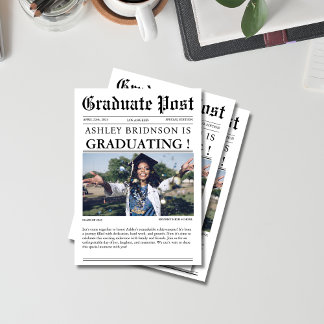 Unique Graduation Newspaper High School photo Invitation